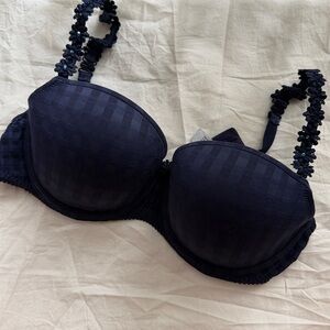 Marie Jo AVERO 010-0419 Navy Checker & Floral Balcony Bra -Size 30E UK